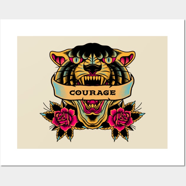 Courage Tiger Spirit Wall Art by JETBLACK369